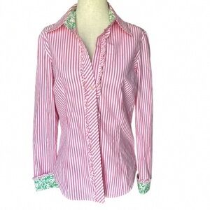 Lilly Pulitzer Pink and Green Striped Shirt